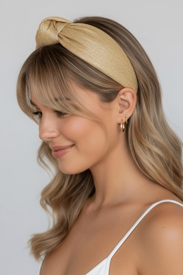 Gold Silvery Knotted Headband for Women