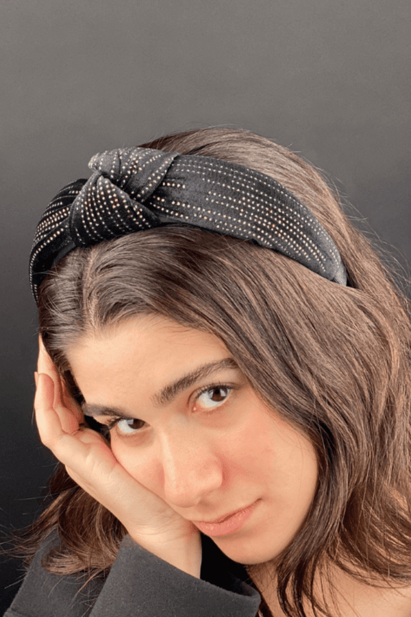 Velvet Headband with Gold Stone Emblishment