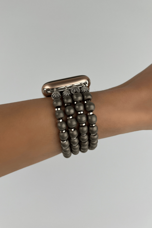 Beaded Apple Watch Band - Hematite 4 Rows