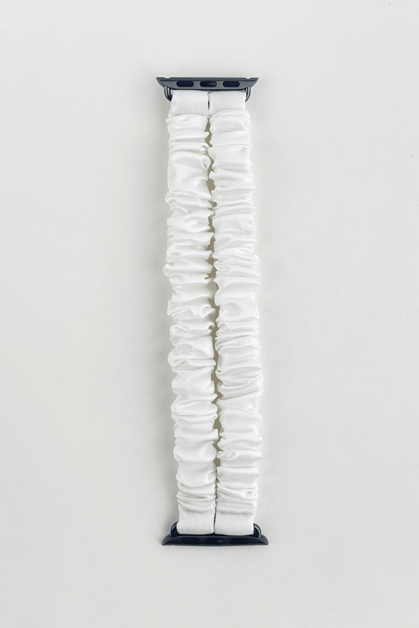 Double Band Apple Watch Scrunchie Band White Silk