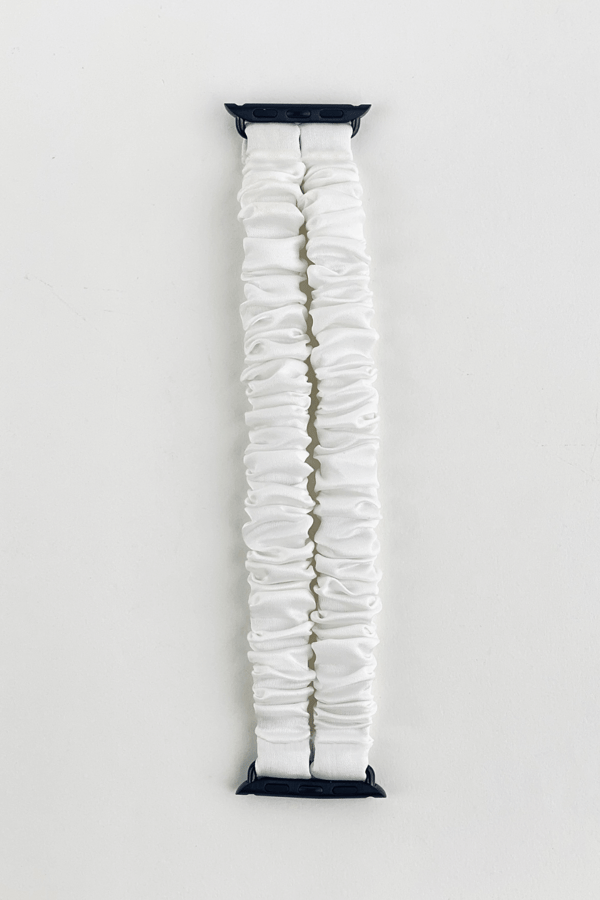 Double Band Apple Watch Scrunchie Band White Silk