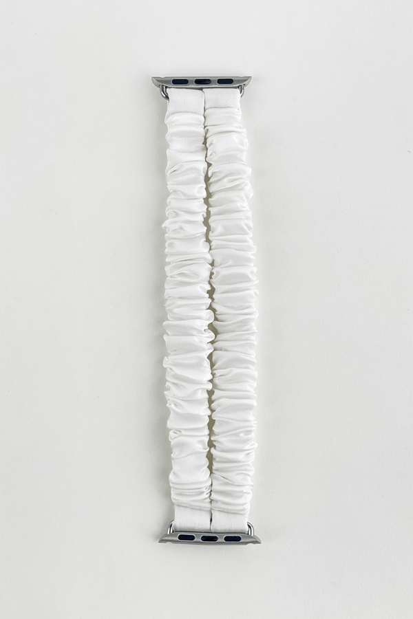Double Band Apple Watch Scrunchie Band White Silk
