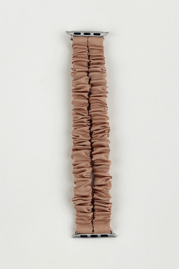Double Band Apple Watch Scrunchie Band Latte Silk