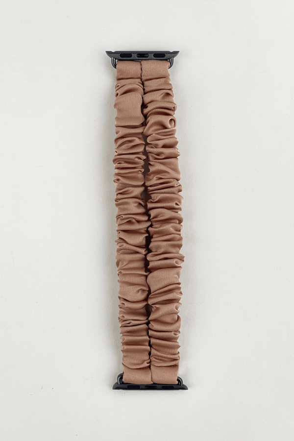 Double Band Apple Watch Scrunchie Band Latte Silk