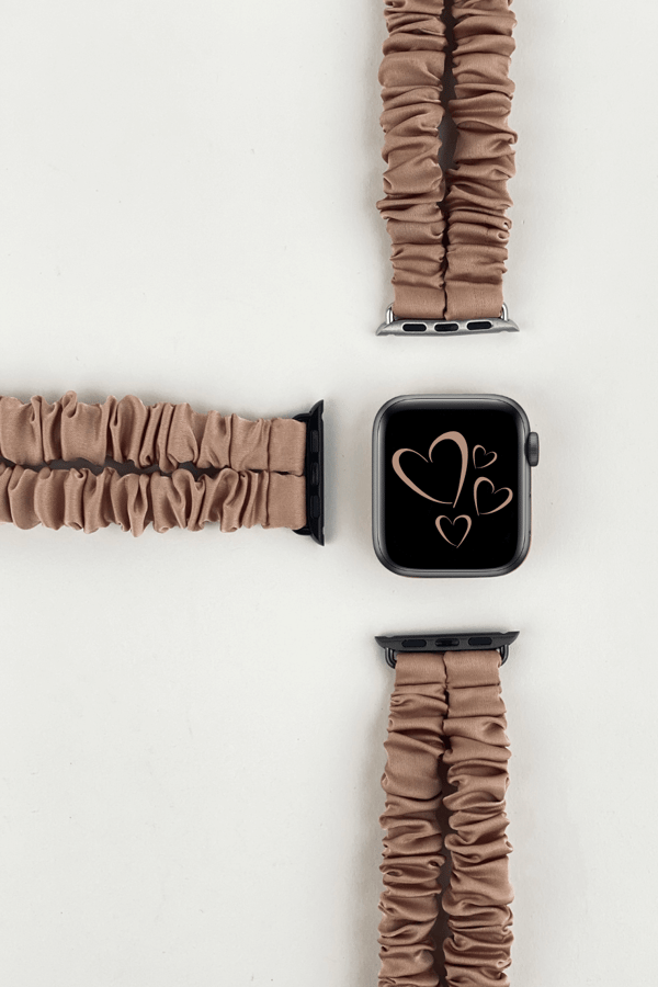 Double Band Apple Watch Scrunchie Band Latte Silk