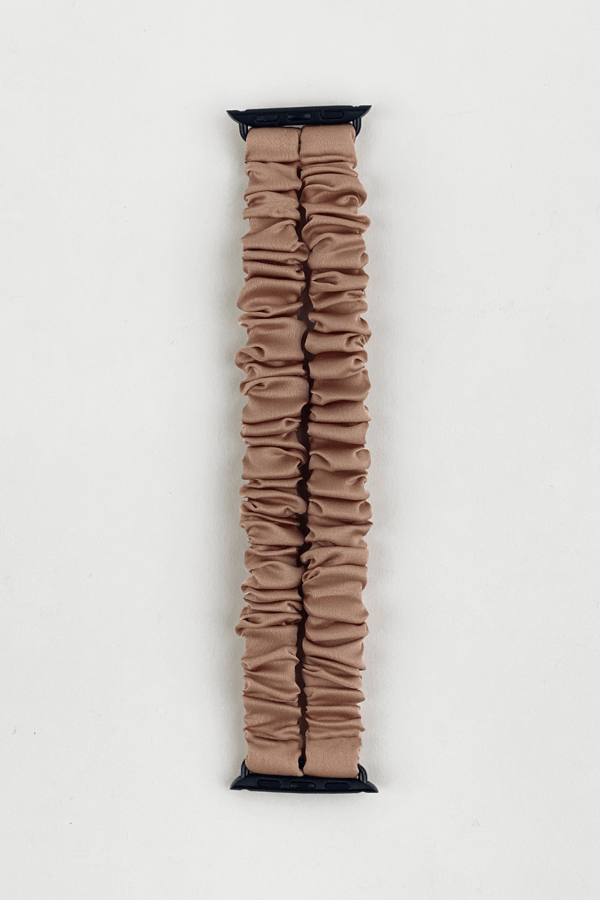 Double Band Apple Watch Scrunchie Band Latte Silk