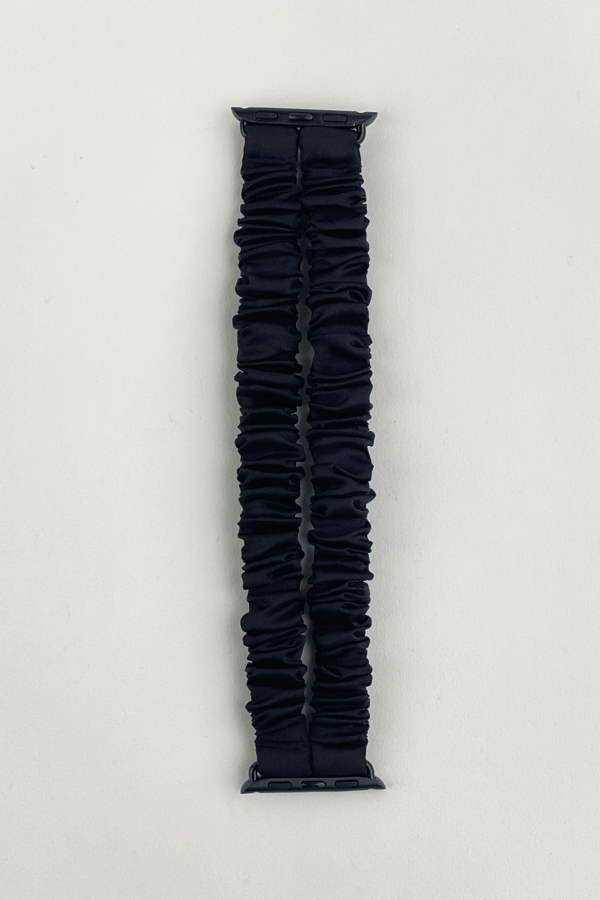 Double Band Apple Watch Scrunchie Band Black Silk