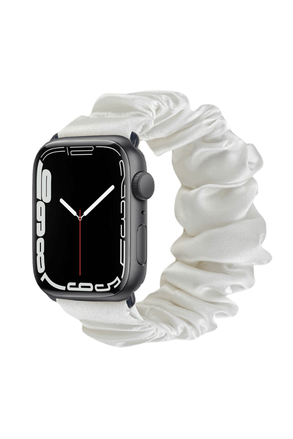 Scrunchie Apple Watch Band White Silk
