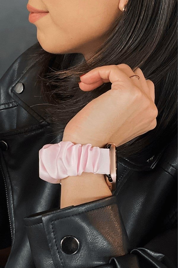 Scrunchie Apple Watch Band Pink Silk