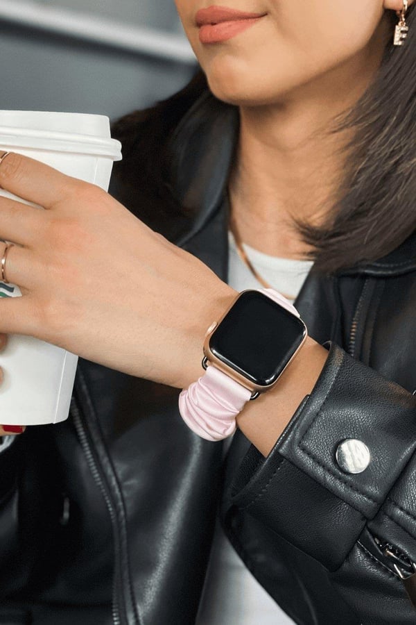 Scrunchie Apple Watch Band Pink Silk