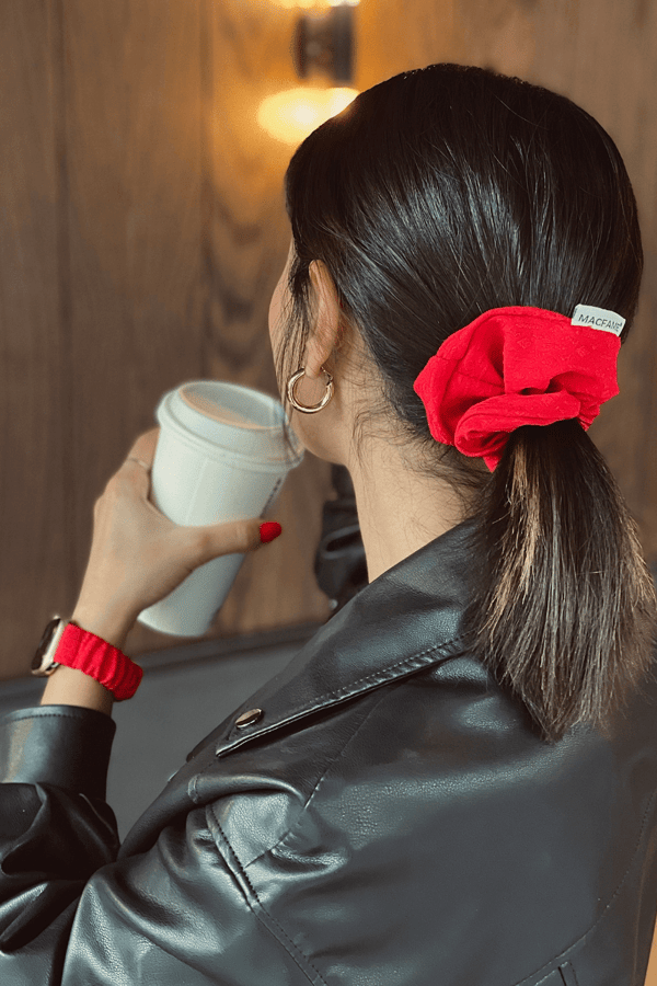 Scrunchie Apple Watch Band Red - with Scrunchie