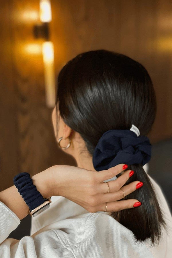 Scrunchie Apple Watch Band Navy Blue - with Scrunchie