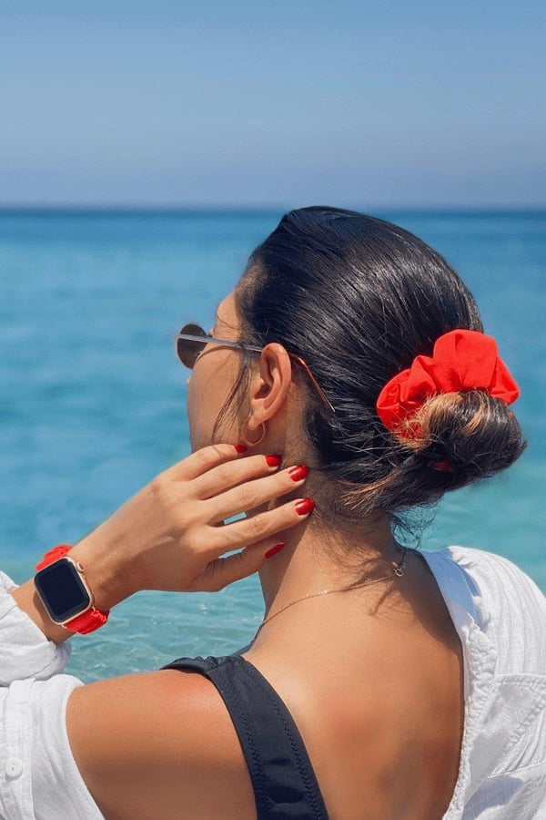 Scrunchie Apple Watch Band Pomegranate Color - with Scrunchie