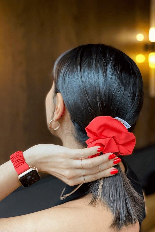 Scrunchie Apple Watch Band Pomegranate Color - with Scrunchie