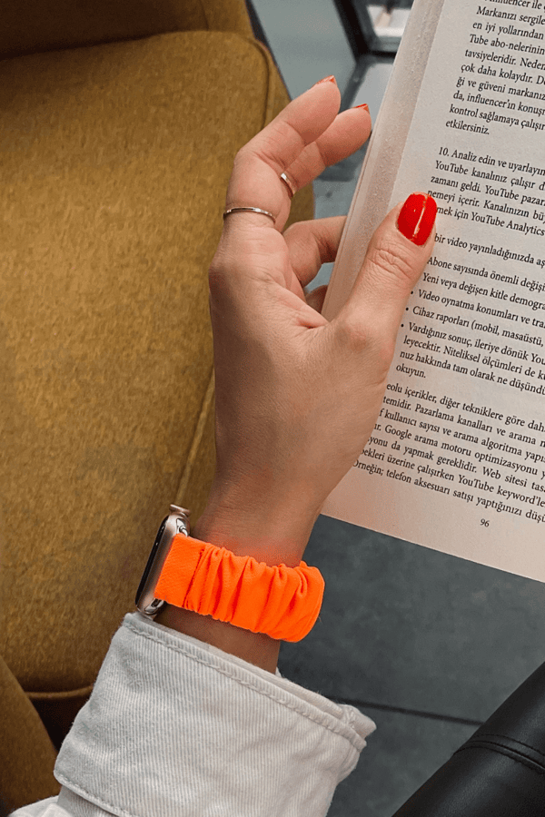Scrunchie Apple Watch Band Neon Orange