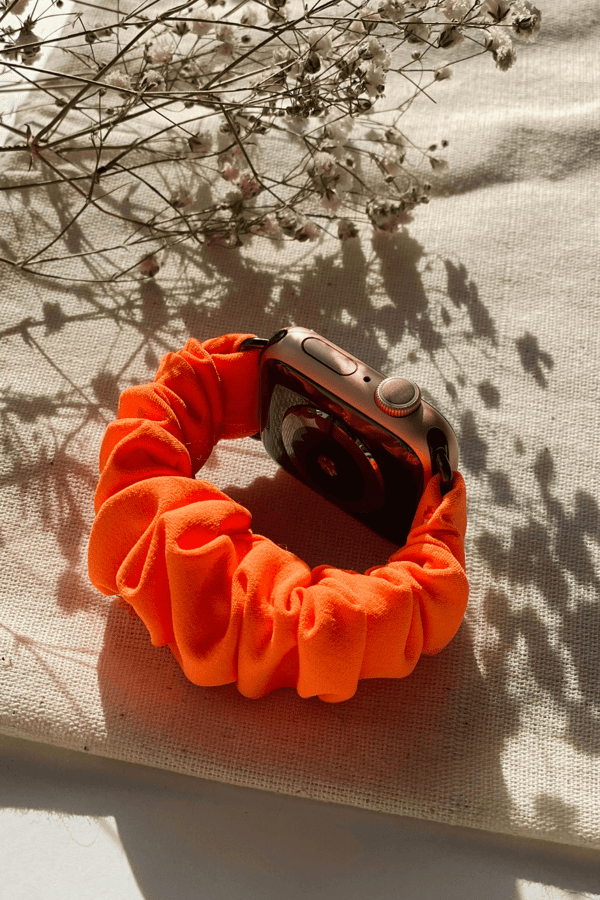 Scrunchie Apple Watch Band Neon Orange