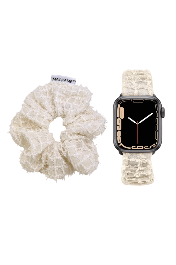 Scrunchie Apple Watch Band White Tulle - with Scrunchie
