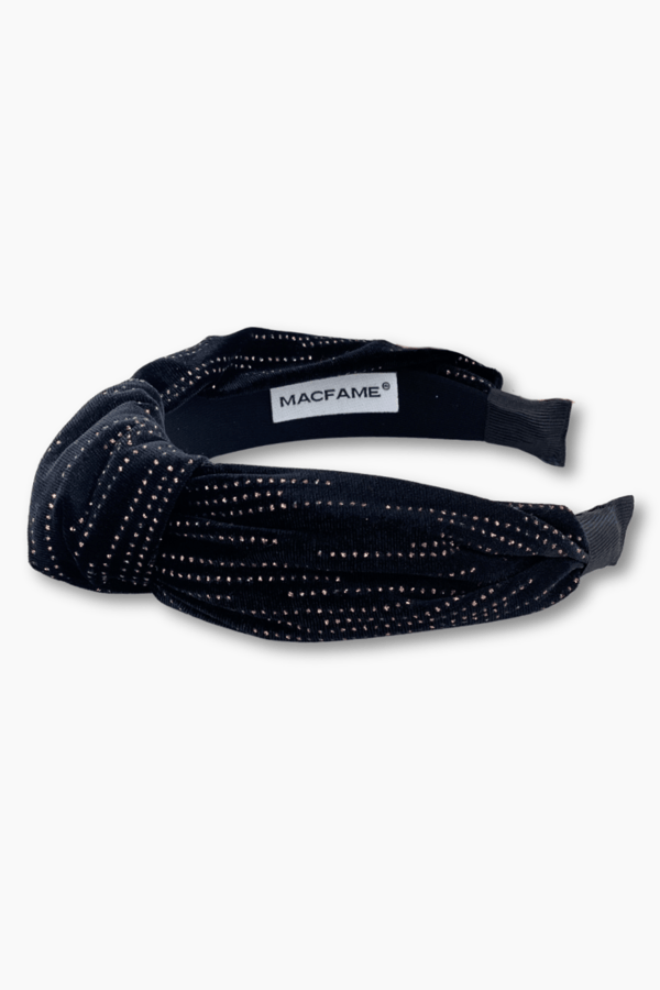 Black Velvet Headband with Copper Stone Emblishment