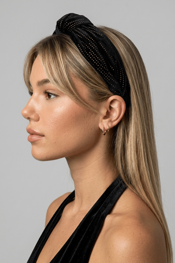 Black Velvet Headband with Copper Stone Emblishment