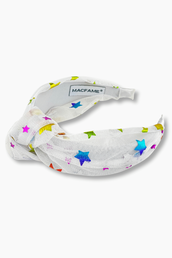 Star Print Headband White