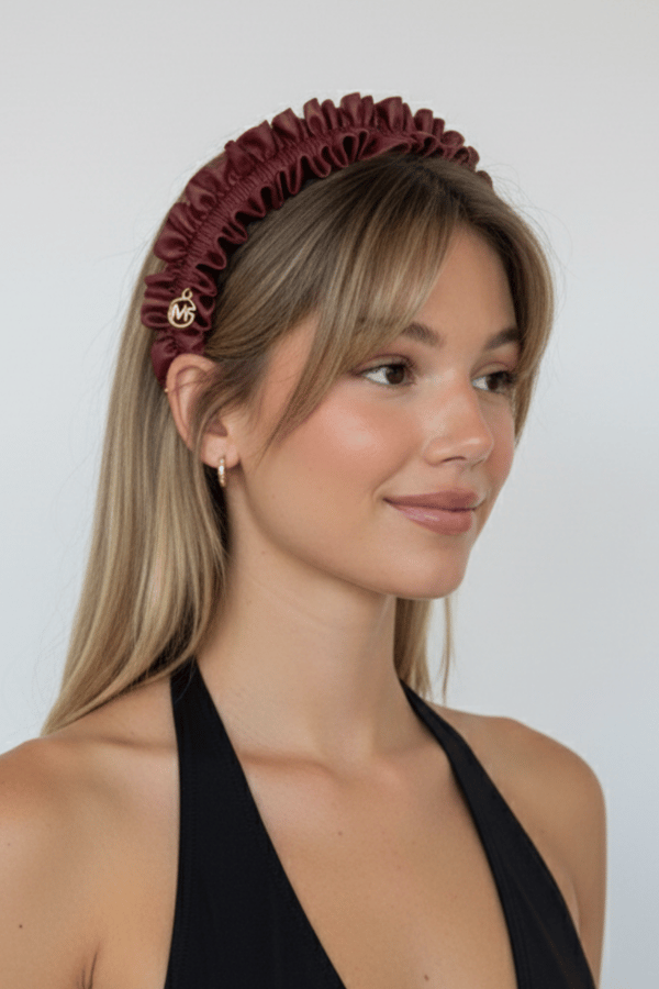 Burgundy Leather Accordion Headband