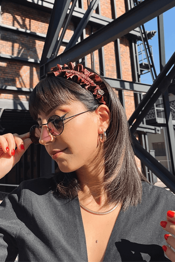 Burgundy Leather Accordion Headband