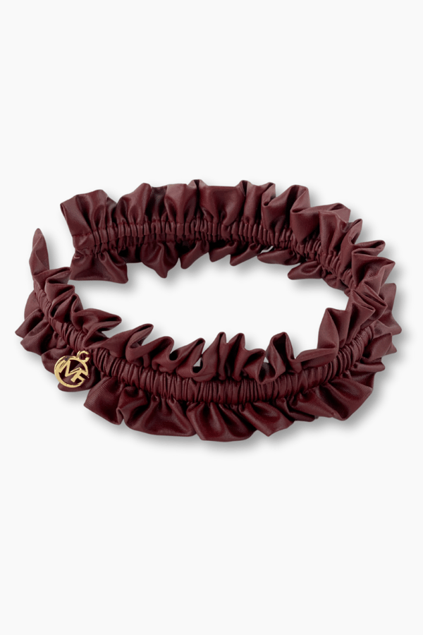 Burgundy Leather Accordion Headband
