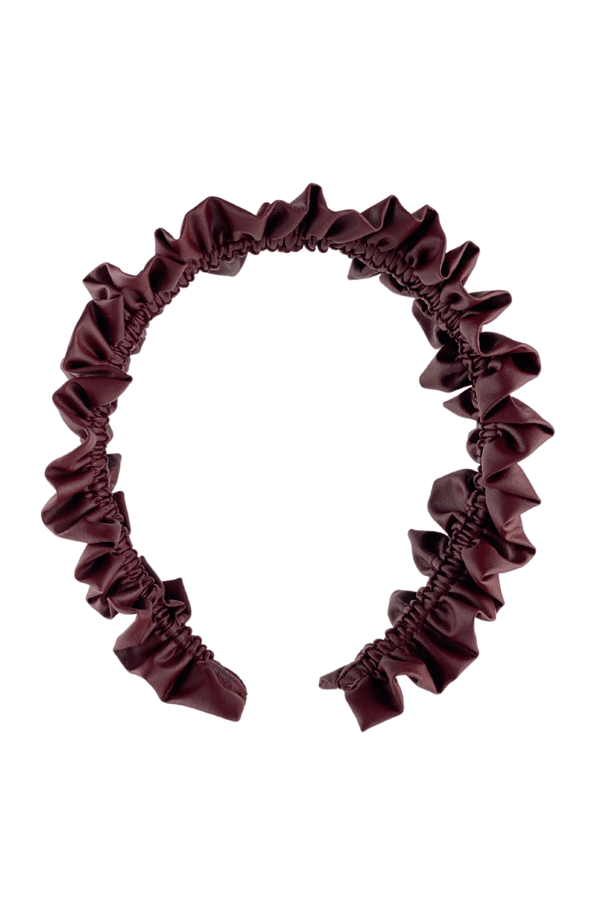 Burgundy Leather Accordion Headband