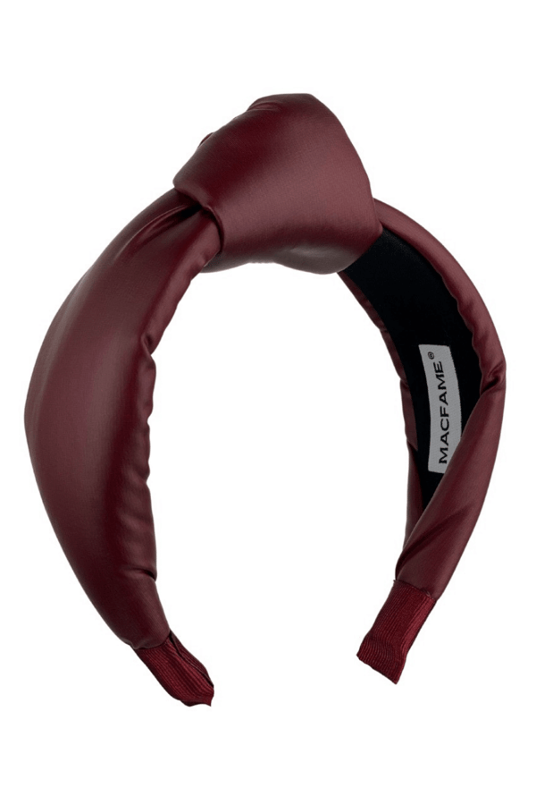 Burgundy Leather Padded Headband