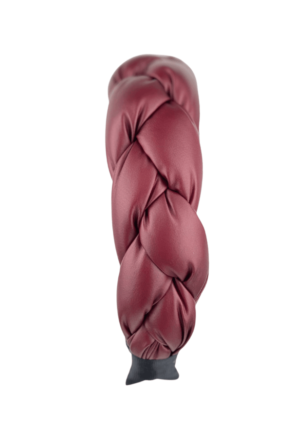 Burgundy Leather Braided Headband