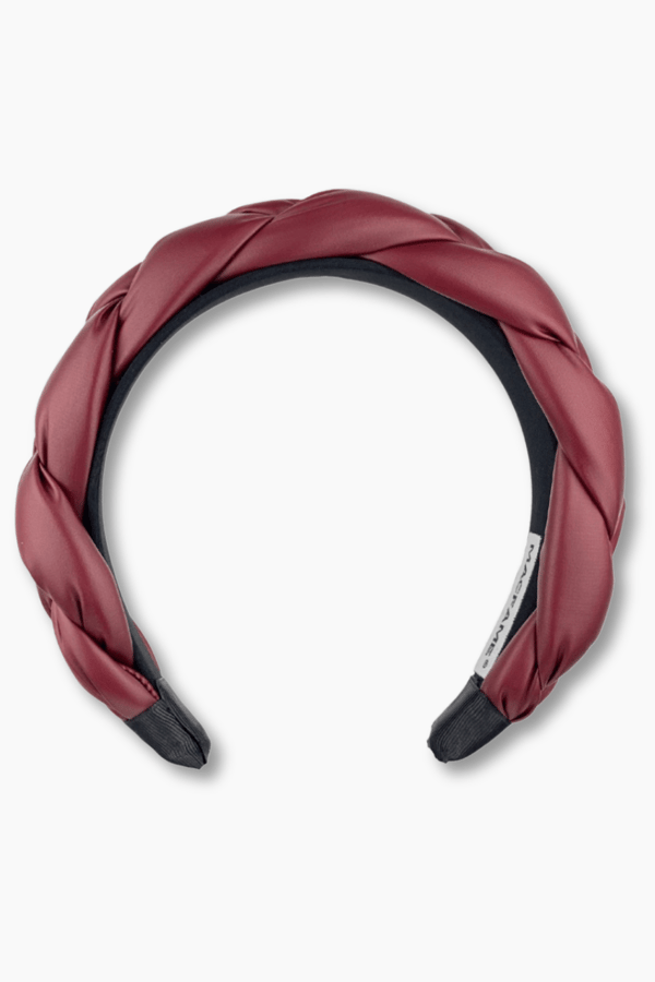 Burgundy Leather Braided Headband