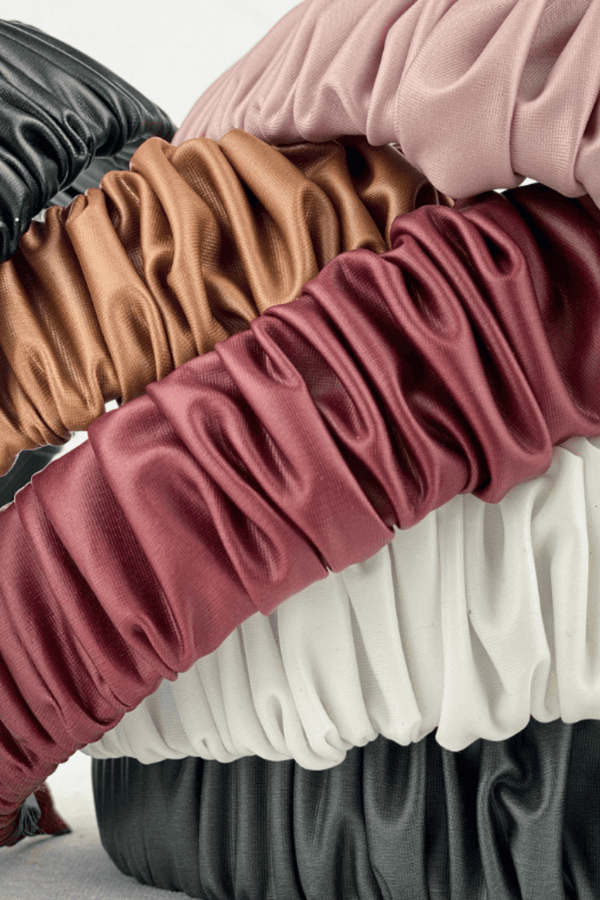 Shirred Leather Headband Burgundy