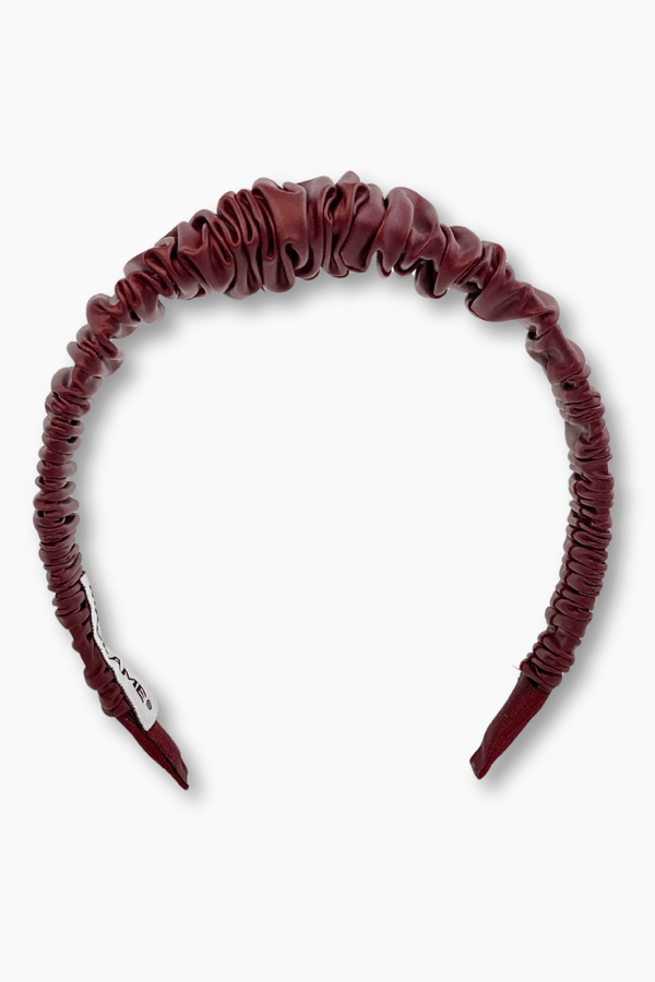 Shirred Leather Headband Burgundy