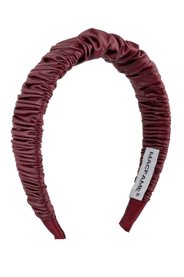 Shirred Leather Headband Burgundy