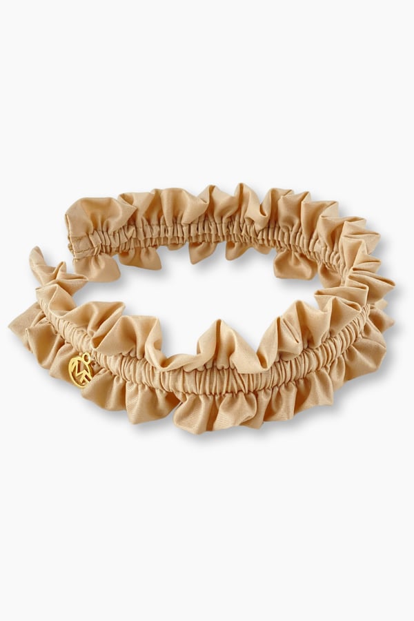 Cream Leather Accordion Headband