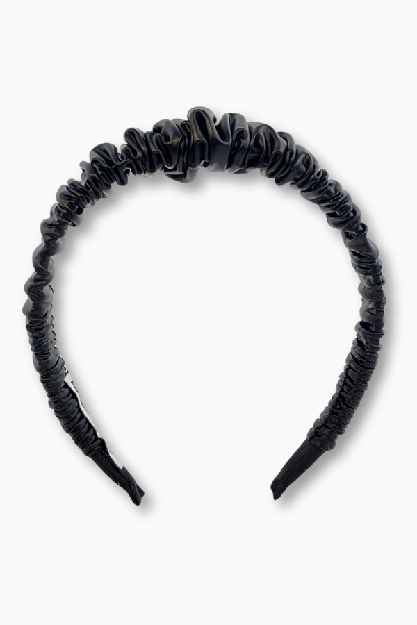 Shirred Leather Headband Black