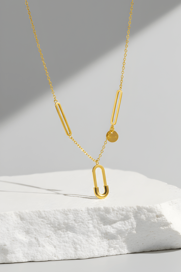 Safety Pin Necklace Gold