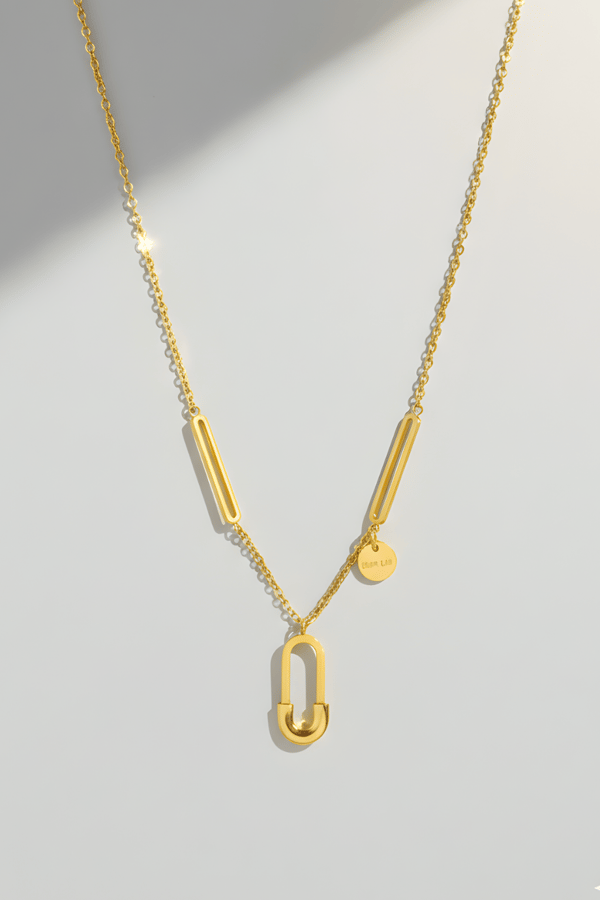 Safety Pin Necklace Gold
