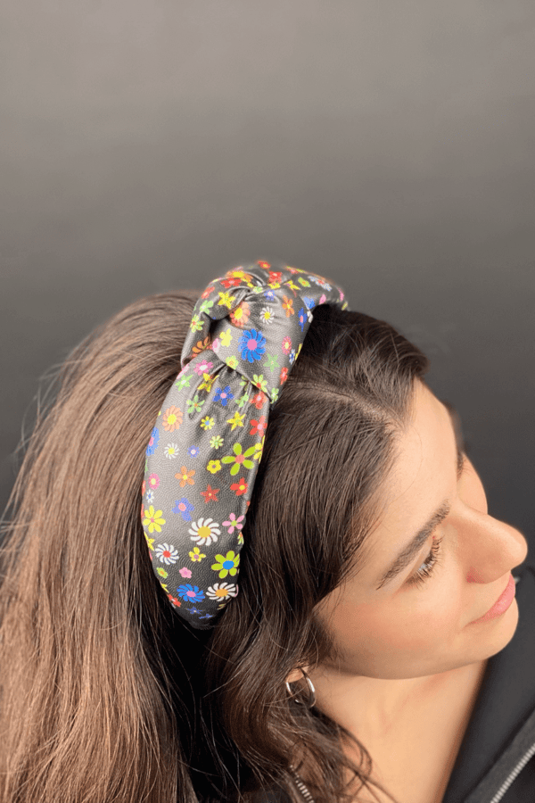 Faux Leather Padded Headband - Black