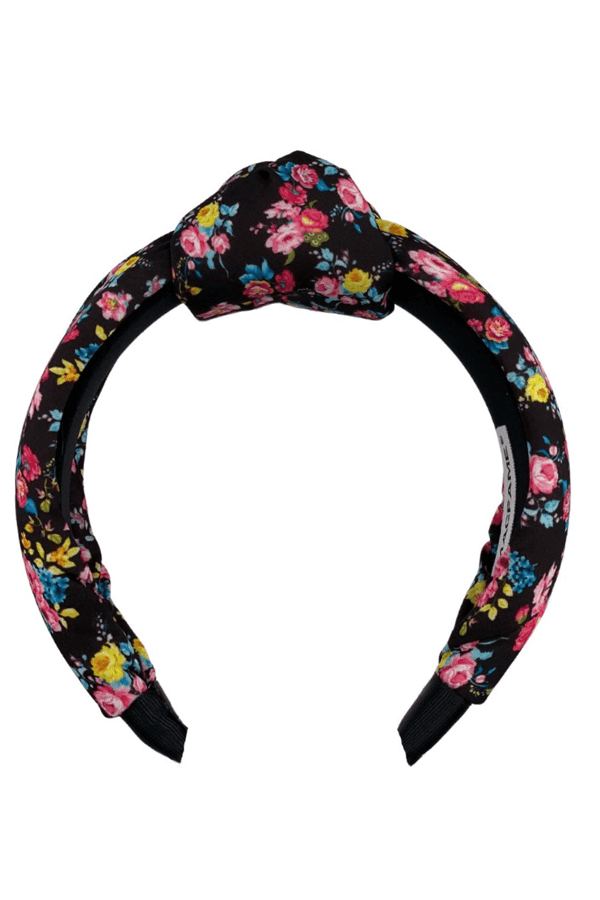Floral Print Women Headband Black-Pink
