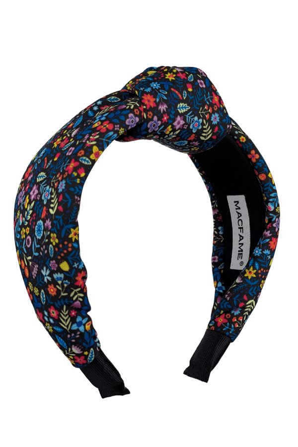 Floral Print Women Headband Navy Blue