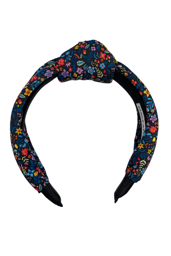 Floral Print Women Headband Navy Blue