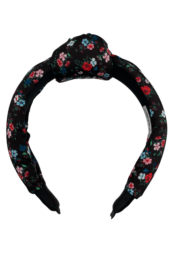 Floral Print Women Headband Black