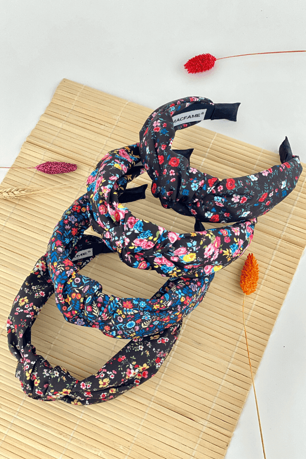 Floral Print Black Headband