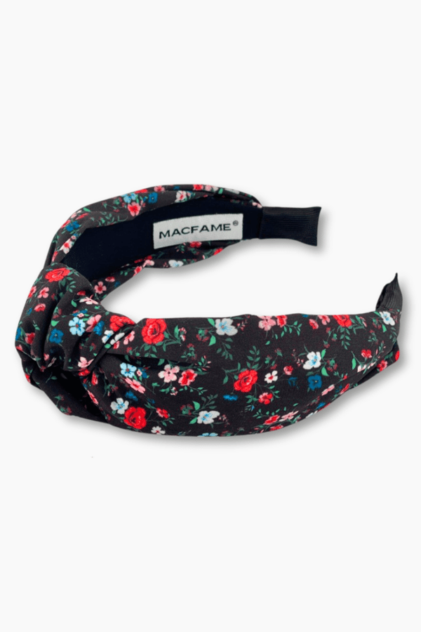 Floral Print Black Headband