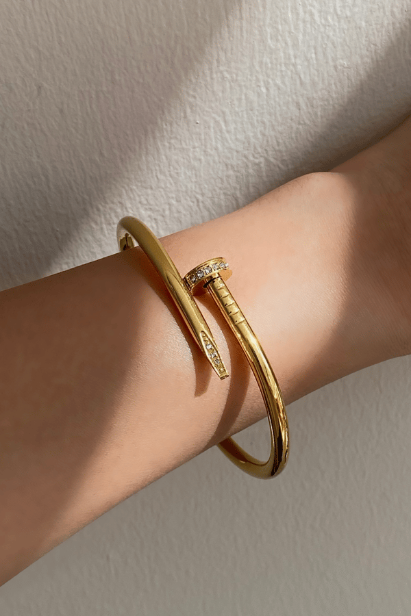 Nail Model Gold Hinge Bangle
