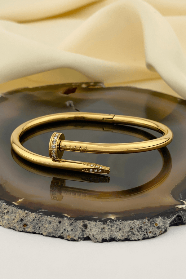 Nail Model Gold Hinge Bangle