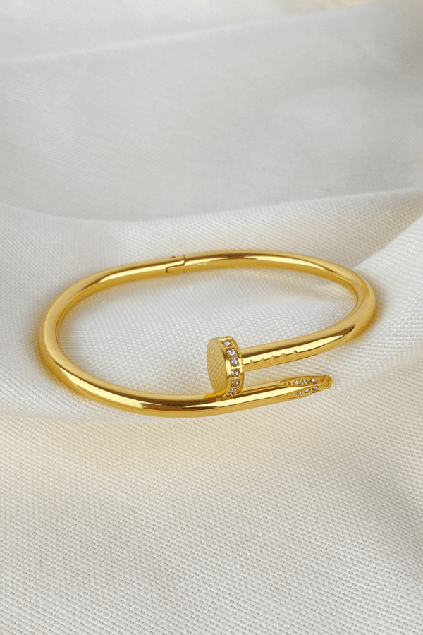 Nail Model Gold Hinge Bangle