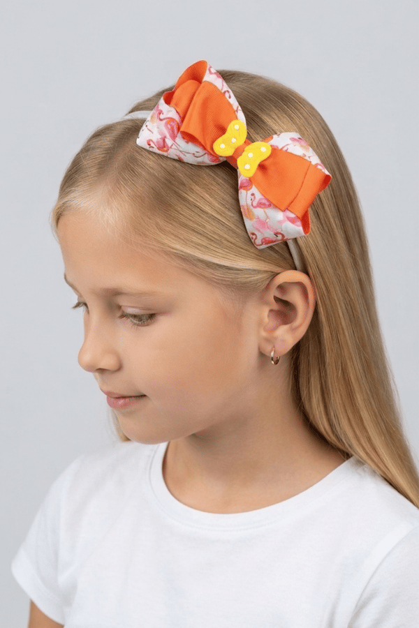 Macfame Butterfly Figured Ribbon Kids Buckle Set Orange