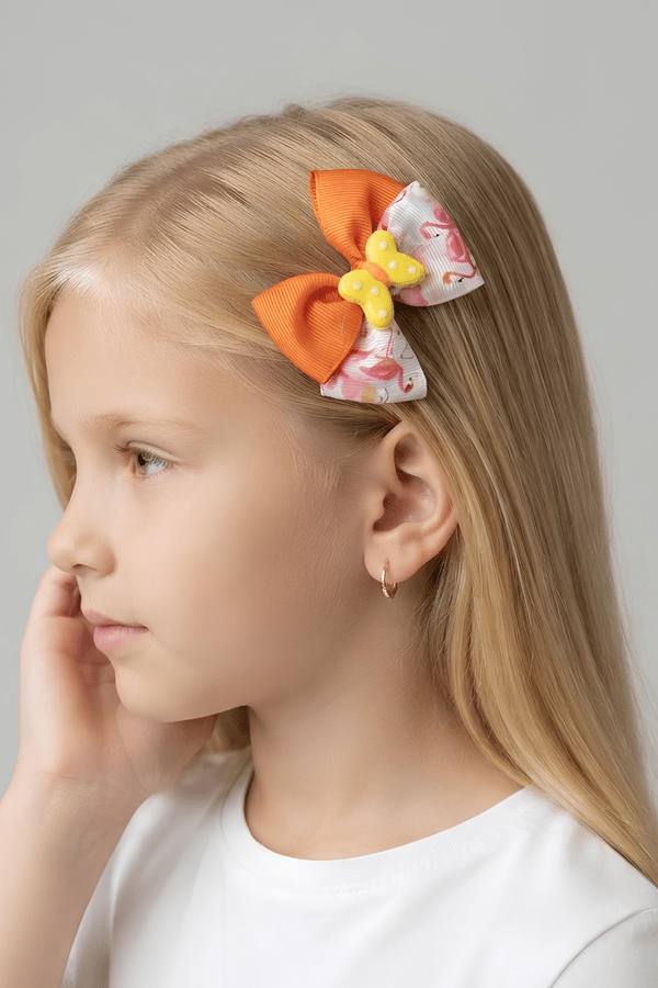 Macfame Butterfly Figured Ribbon Kids Buckle Set Orange